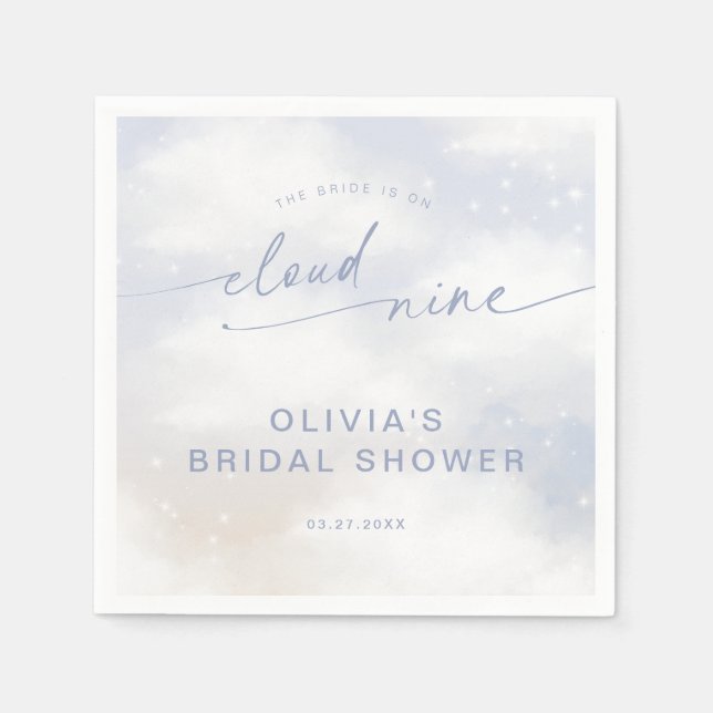 On Cloud 9 Dreamy Clouds Bridal Shower  Napkin (Front)