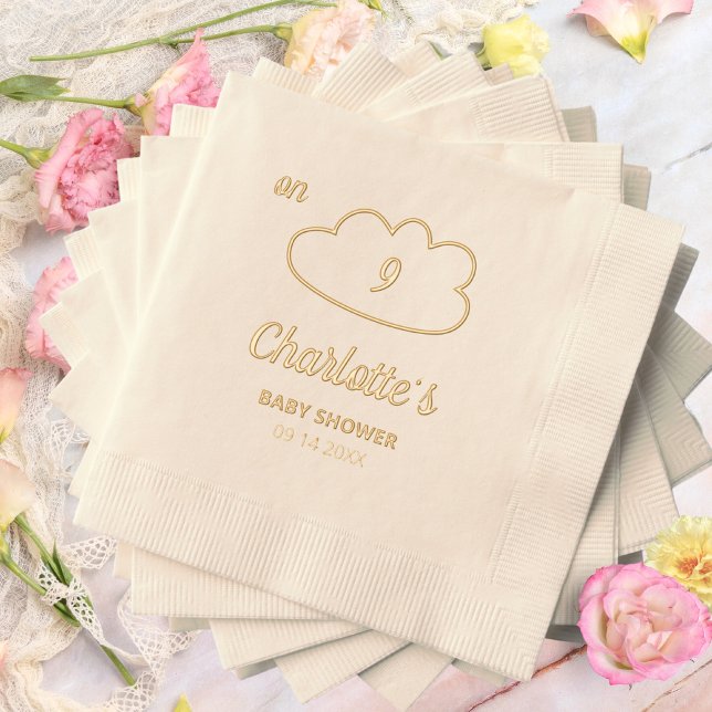 on Cloud 9 Minimalist Elegant Baby Shower Foil Napkins (on Cloud 9 Minimalist Elegant Baby Shower Foil Napkins ©Susanne Sachers - Sunny Mind 🌞)