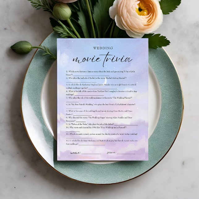 On Cloud 9 Movie Trivia Bridal Shower Game Card (Creator Uploaded)