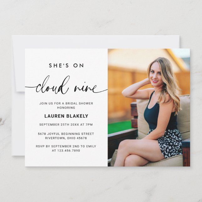 On Cloud 9 Photo Bridal Shower Invitation (Front)