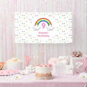 On Cloud 9! Rainbow Birthday Banner