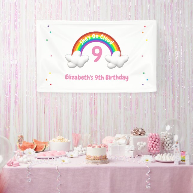 On Cloud 9! Rainbow Birthday Banner (Party)