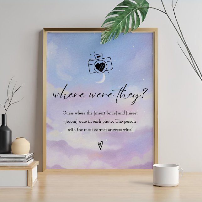On Cloud 9 Where Were They Bridal Shower Game Sign (Creator Uploaded)