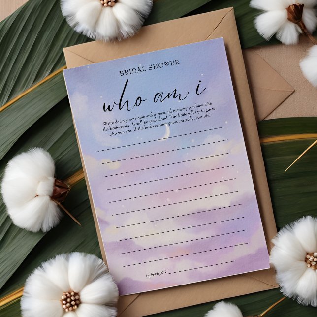 On Cloud 9 Who Am I Bridal Shower Game Card (Creator Uploaded)