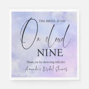 On Cloud Nine 9 Calligraphy Blue Bridal Shower Napkin
