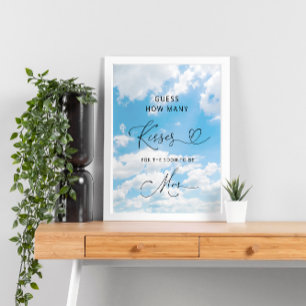 On Cloud Nine 9 How Many Kisses Bridal Shower Game Poster