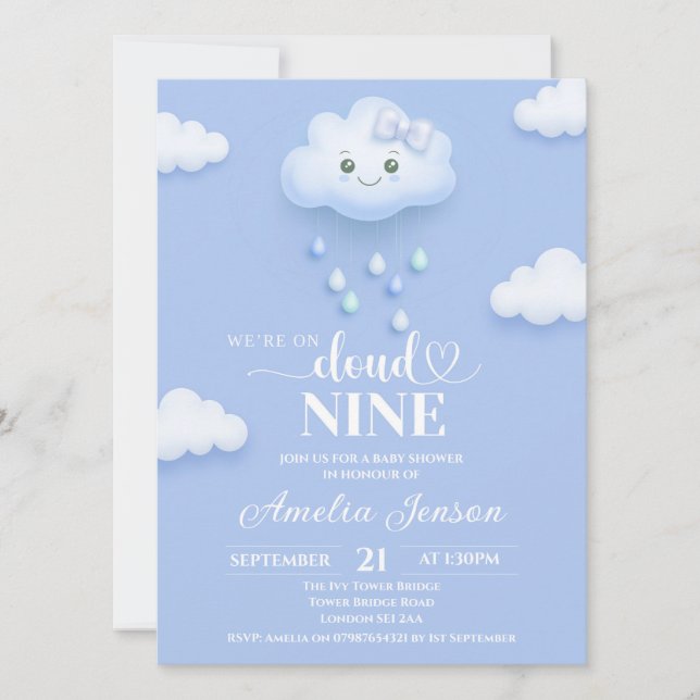 On Cloud Nine Baby Shower Invitations (Front)