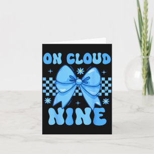 On Cloud Nine Bday 9th Birthday Girl Coquette Bow  Card