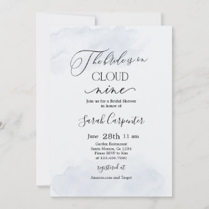 On Cloud Nine Dusty Blue Bridal Shower Invitation