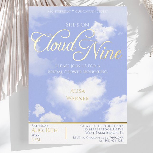 On Cloud Nine Elegant Heart Blue Sky Bridal Shower (Creator Uploaded)