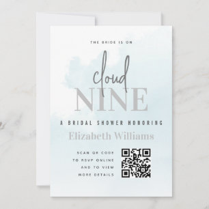 On Cloud Nine Modern Bridal Shower QR Code Rsvp Invitation
