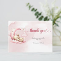 On Cloud Nine Modern Pink Girl bear Thank You