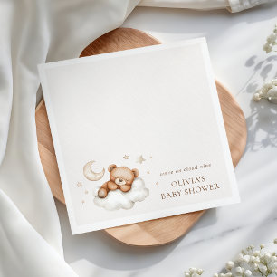 On Cloud Nine Neutral Teddy Bear Baby Shower Napkin