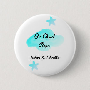On Cloud nine pastel blue clouds star bachelorett 6 Cm Round Badge