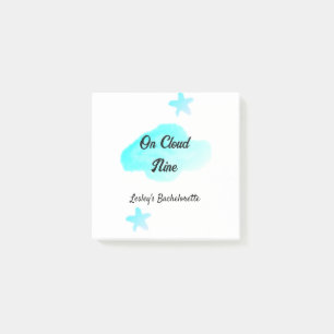 On Cloud nine pastel blue clouds star bachelorett Post-it Notes