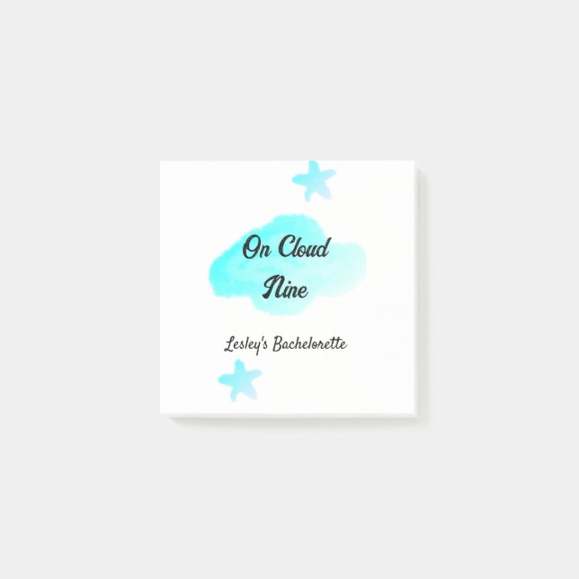 On Cloud nine pastel blue clouds star bachelorett Post-it Notes (Front)