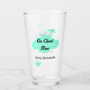 On Cloud nine pastel green clouds star bachelorett Glass