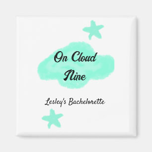 On Cloud nine pastel green clouds star bachelorett Magnet