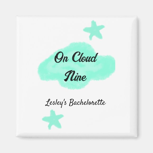 On Cloud nine pastel green clouds star bachelorett Magnet (Front)
