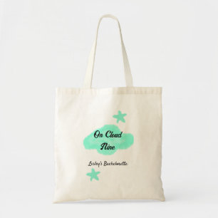 On Cloud nine pastel green clouds star bachelorett Tote Bag