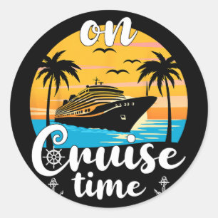 On Cruise Time Beach Summer Vacation Matching Fami Classic Round Sticker