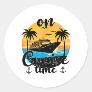 On Cruise Time Beach Summer Vacation Matching Fami Classic Round Sticker