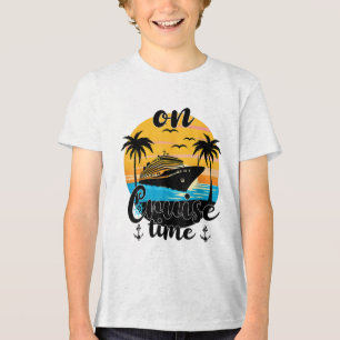 On Cruise Time Beach Summer Vacation Matching Fami Tri-Blend Shirt