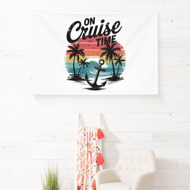 On Cruise Time Coconut Tree Summer Vacation Banner (Insitu)
