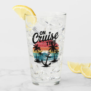 On Cruise Time Coconut Tree Summer Vacation Glass