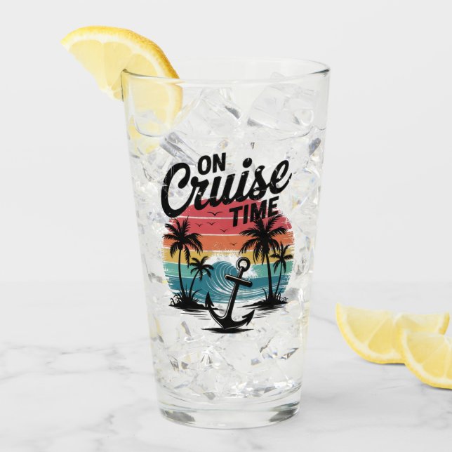 On Cruise Time Coconut Tree Summer Vacation Glass (Front Ice)