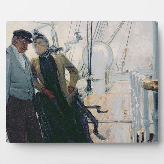 On Deck (oil on canvas) Plaque (Front)