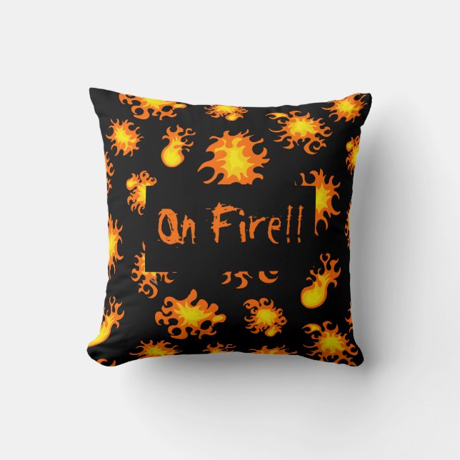 On Fire Burning Flames Funny Quote Custom Black Cushion (Front)
