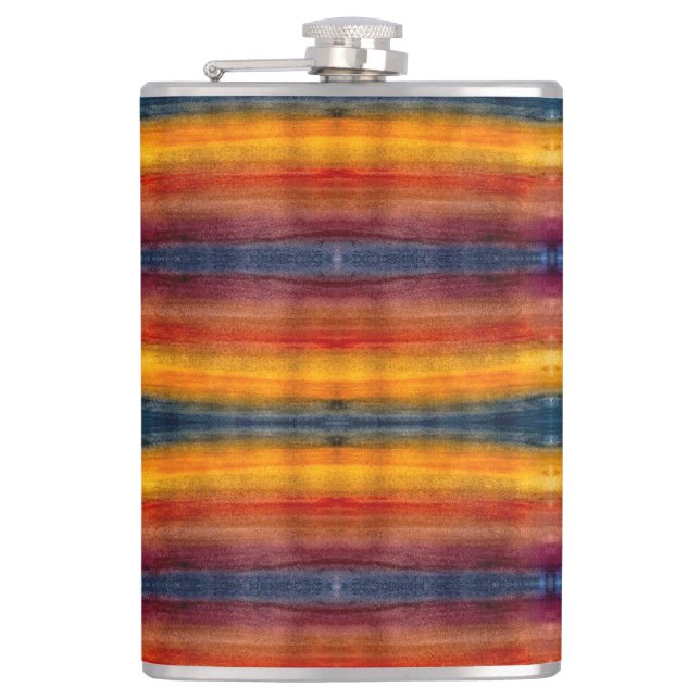 On Fire Watercolor Art Hip Flask (Front)