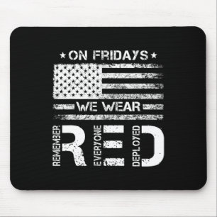 On Friday We Wear Red American Flag Military Patri Mouse Pad