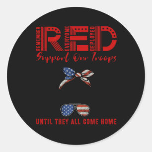 On Friday We Wear Red Friday Military Support Troo Classic Round Sticker
