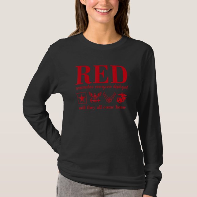 On Friday We Wear Red Remember Everyone Deployed U T-Shirt (Front)