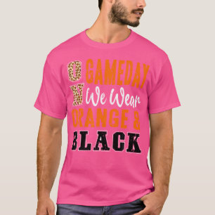 On Gameday Football We Wear Orange And Black Schoo T-Shirt