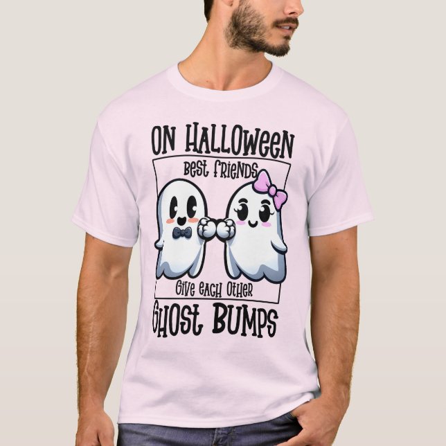 On Halloween Best Friends Ghost Bump T-Shirt (Front)