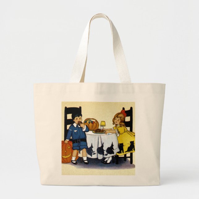 On Halloween Large Tote Bag (Front)