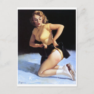 On Ice Pin Up Postcard