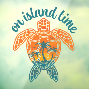 On Island Time Tropical Sunset Sea Turtle Design