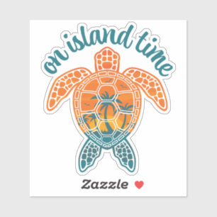 On Island Time Tropical Sunset Sea Turtle Design