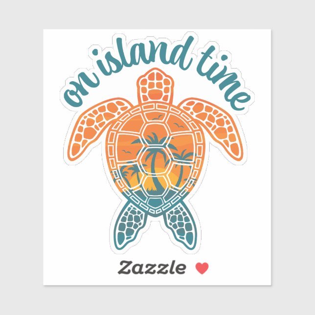 On Island Time Tropical Sunset Sea Turtle Design (Sheet)