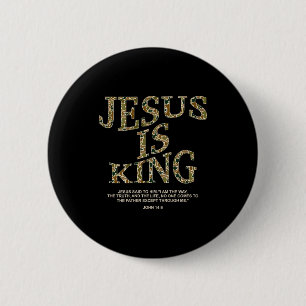 On Jesus King Camo Christian Cross 6 Cm Round Badge