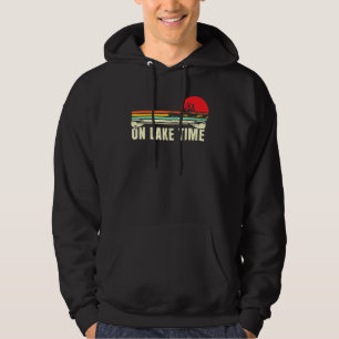 On Lake Time Retro Boating Pontooning Kayaking Can Hoodie