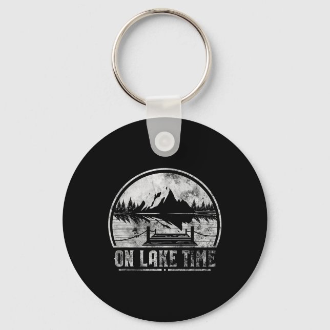 On Lake Time Summer Boating And Fishing  Key Ring (Front)