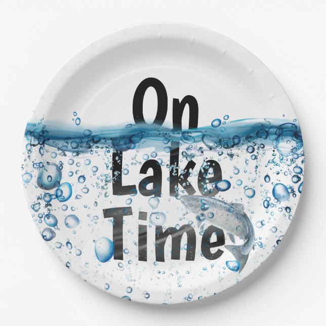 On Lake Time with fish Paper Plate (Front)