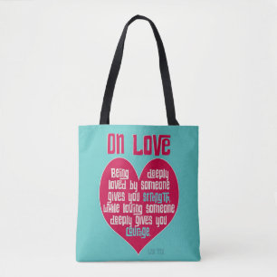 On Loved Quote Romantic Heart Design Tote Bag