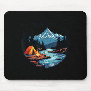 On Mountain Time Distressed Nature Camping Hiking Mouse Pad
