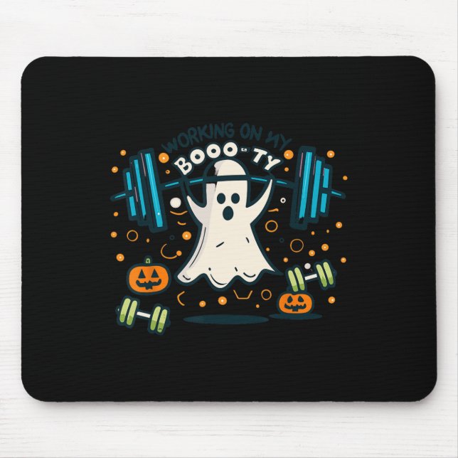 On My Boo-ty Funny Booty Halloween Ghost Workout  Mouse Pad (Front)